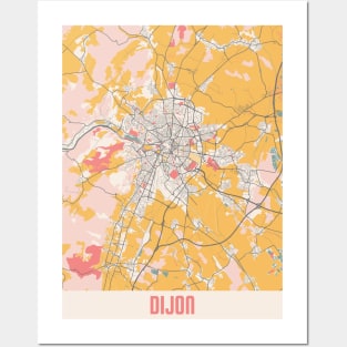 Dijon - France Chalk City Map Posters and Art